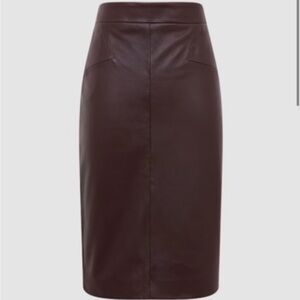 REISS “Reagan” Leather Pencil Skirt – Berry (NEW!)